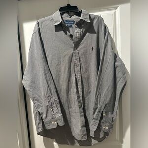 Ralph Lauren Blue Striped Long Sleeve Dress Shirt Size 17‎ 34/35 Cotton Work